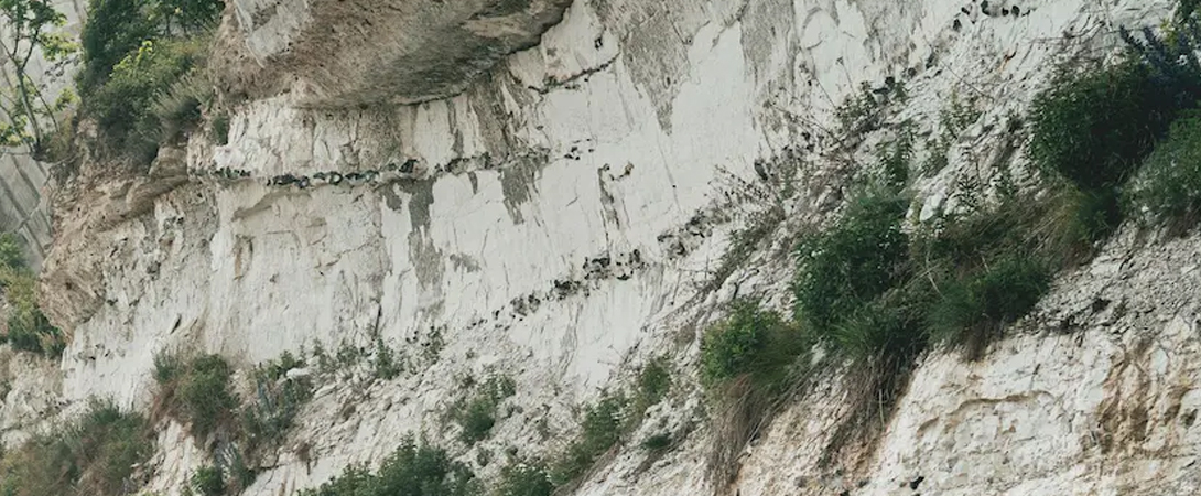 Les falaises de craie de Stevns Klint et la météorite au Danemark.