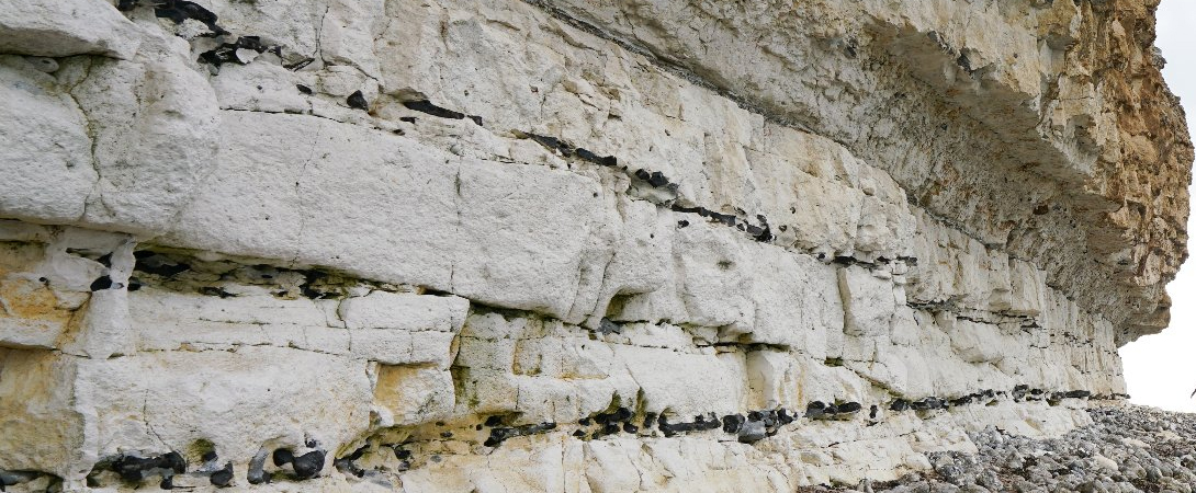 Les falaises de craie de Stevns Klint et la météorite au Danemark.